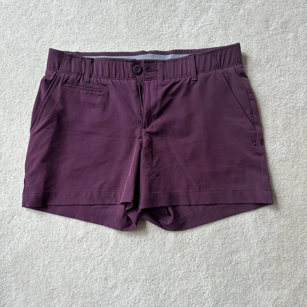 Under Armour Purple Cargo Shorts Elastic Waistband Casual Fit